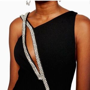 Topshop Black mini Dress with Rhinestone Strap